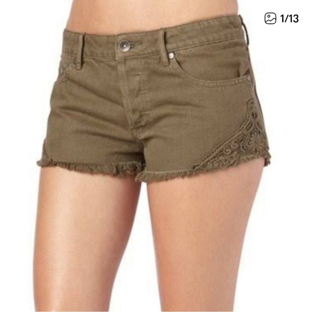 NEW Olive Crochet Detail Roxy Shorts